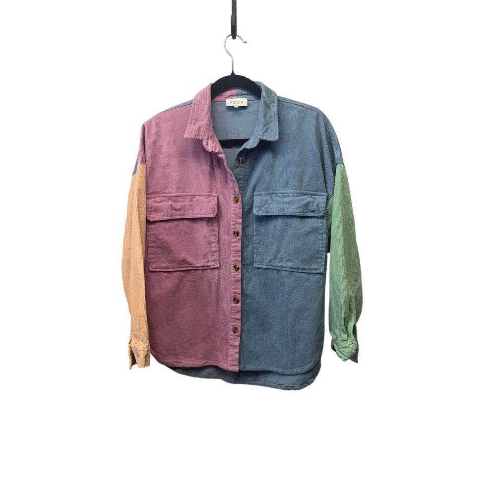 Acao pastel color block flannel shacket women’s size small